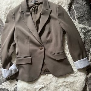 EXPRESS One Button Taupe Blazer Suit Jacket